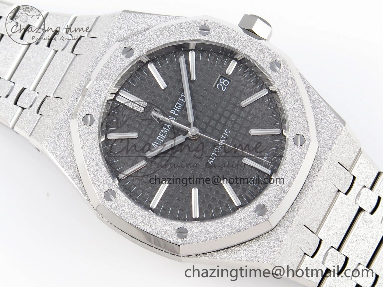 AllSeason Royal Oak 41mm Frosted SS APSF 1:1 Best Edition Gray Textured Dial on SS Bracelet SA3120 Super Clone 4572