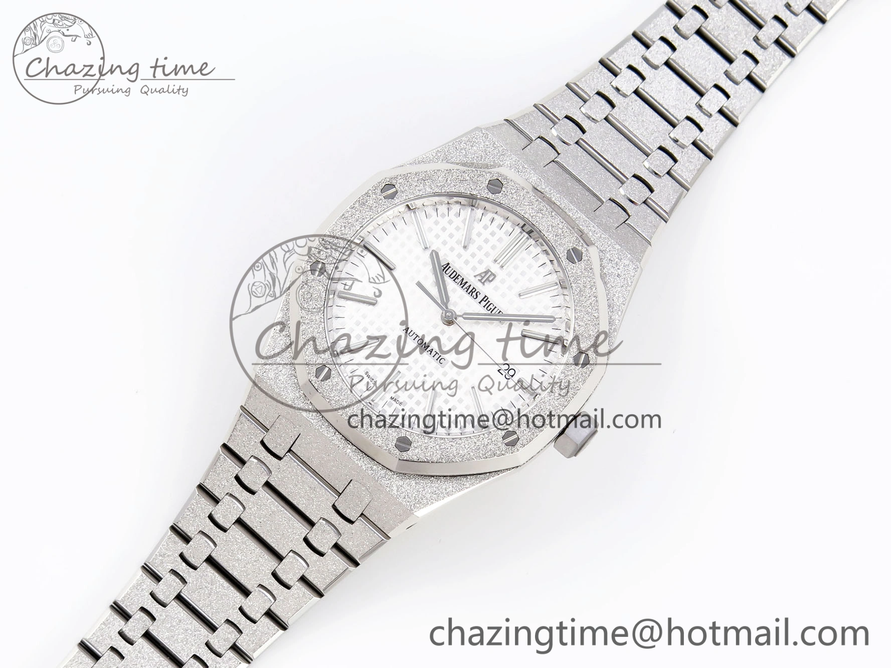 Royal Oak 41mm Frosted SS APSF 1:1 Best Edition White Textured Dial on SS Bracelet SA3120 Super Clone Unique 4575