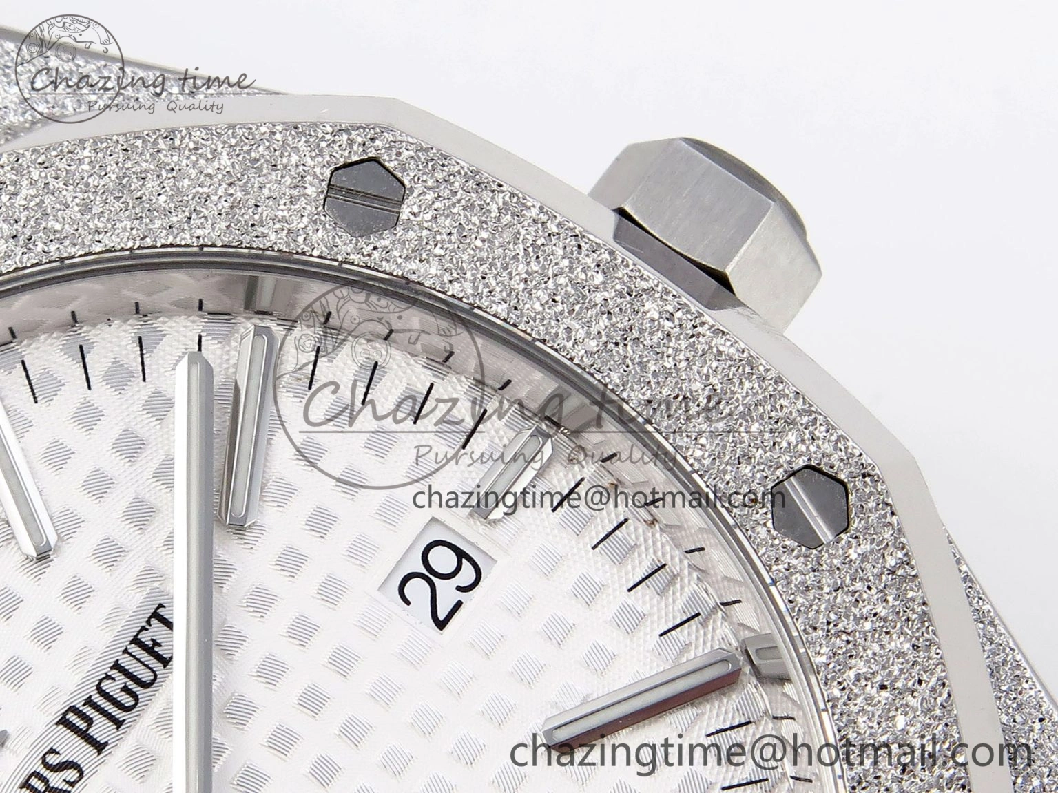 Royal Oak 41mm Frosted SS APSF 1:1 Best Edition White Textured Dial on SS Bracelet SA3120 Super Clone Unique 4575