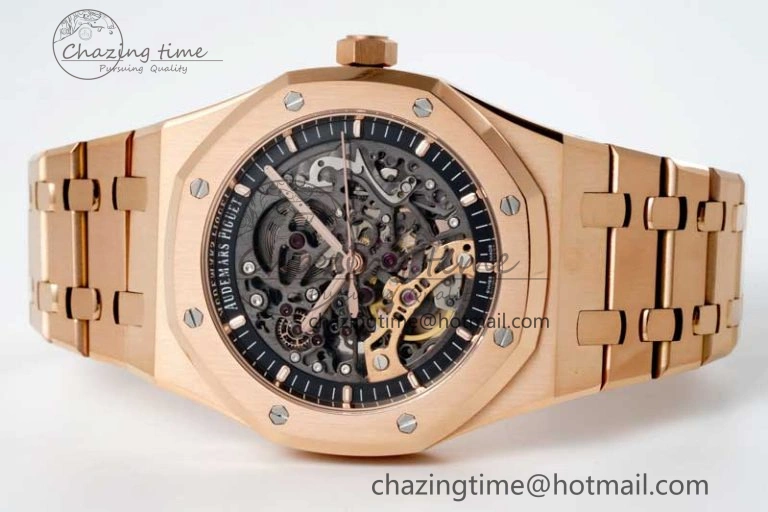 HighQuality Royal Oak 41mm Openworked 15407 RG APSF 1:1 Best Edition on RG Bracelet A 4772