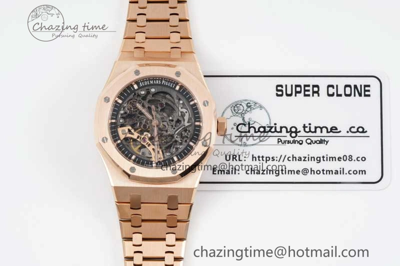 HighQuality Royal Oak 41mm Openworked 15407 RG APSF 1:1 Best Edition on RG Bracelet A 4772