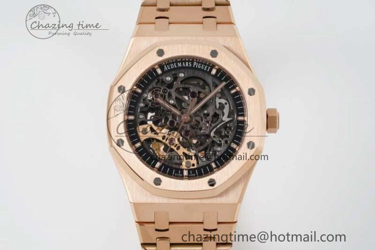 HighQuality Royal Oak 41mm Openworked 15407 RG APSF 1:1 Best Edition on RG Bracelet A 4772