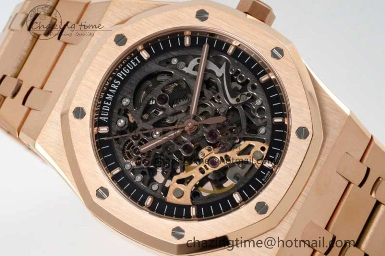 HighQuality Royal Oak 41mm Openworked 15407 RG APSF 1:1 Best Edition on RG Bracelet A 4772