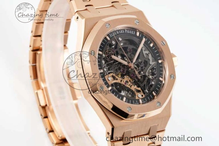 HighQuality Royal Oak 41mm Openworked 15407 RG APSF 1:1 Best Edition on RG Bracelet A 4772