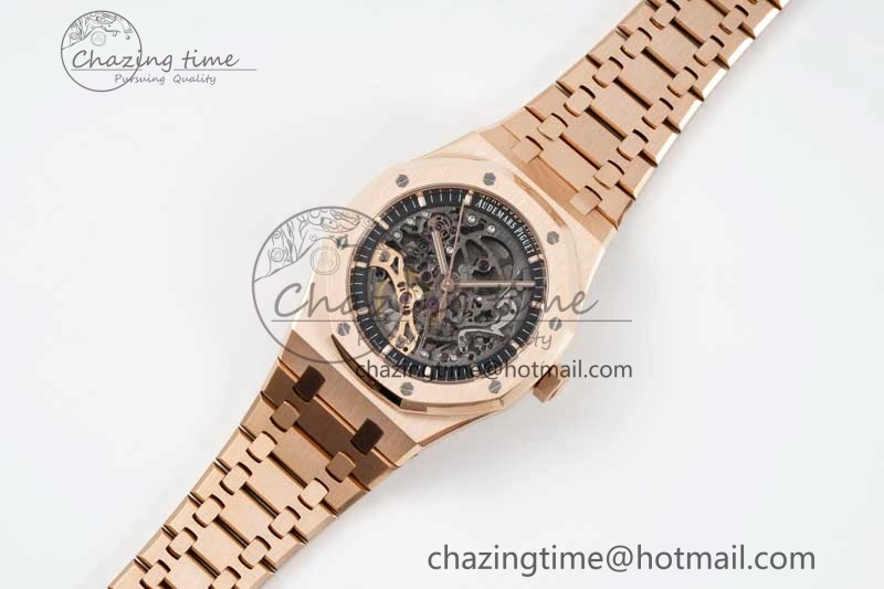 HighQuality Royal Oak 41mm Openworked 15407 RG APSF 1:1 Best Edition on RG Bracelet A 4772