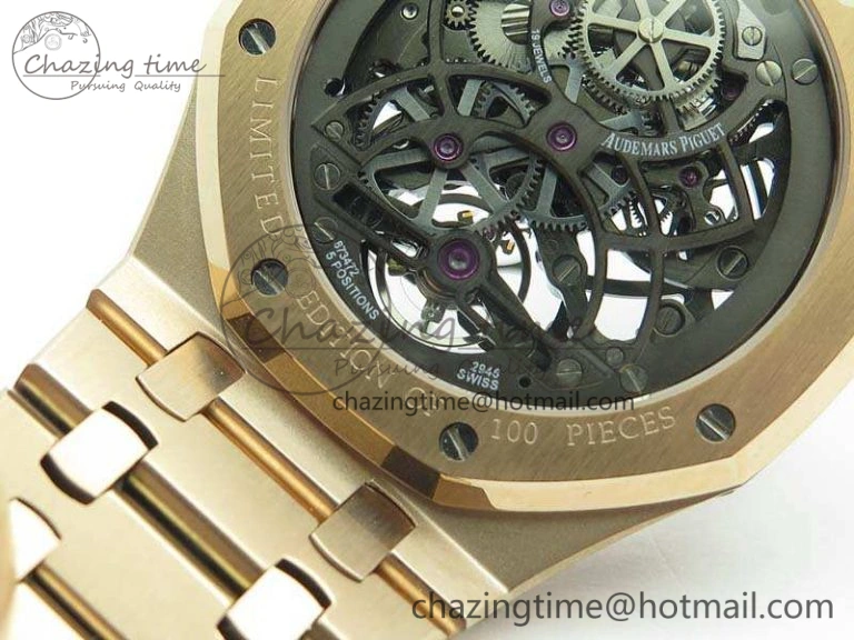 Royal Oak 41mm RG CY Best Edition Skeleton Dial On RG Bracelet FLYING TOURBY (Free Leather Strap) TopPick 4988