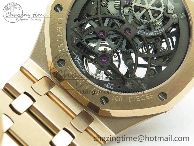 Royal Oak 41mm RG CY Best Edition Skeleton Dial On RG Bracelet FLYING TOURBY (Free Leather Strap) TopPick 4988