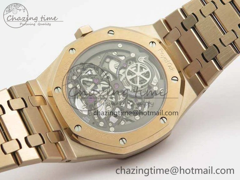 Royal Oak 41mm RG CY Best Edition Skeleton Dial On RG Bracelet FLYING TOURBY (Free Leather Strap) TopPick 4988