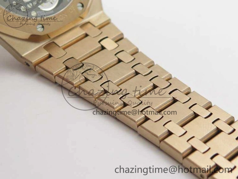 Royal Oak 41mm RG CY Best Edition Skeleton Dial On RG Bracelet FLYING TOURBY (Free Leather Strap) TopPick 4988