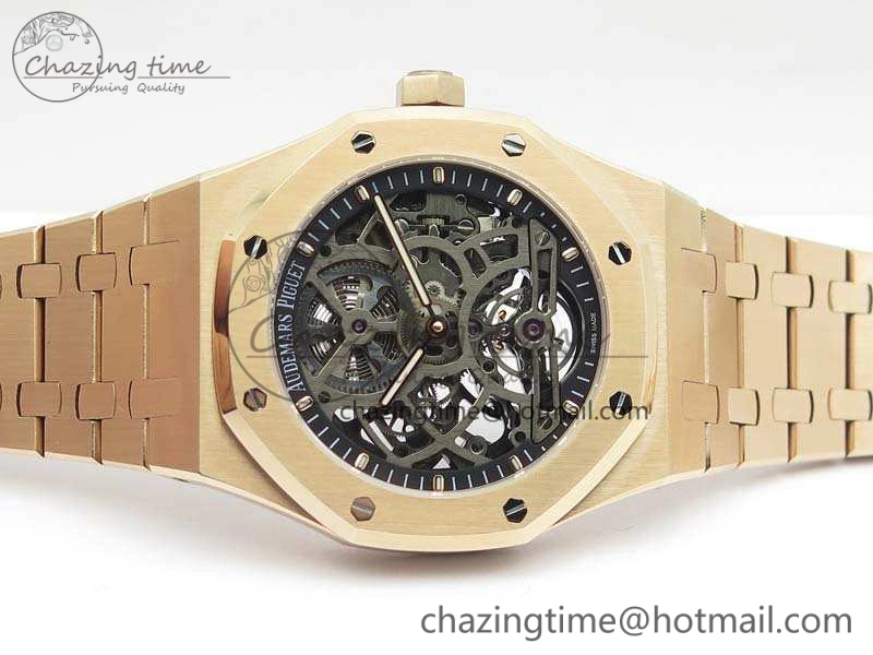 Royal Oak 41mm RG CY Best Edition Skeleton Dial On RG Bracelet FLYING TOURBY (Free Leather Strap) TopPick 4988