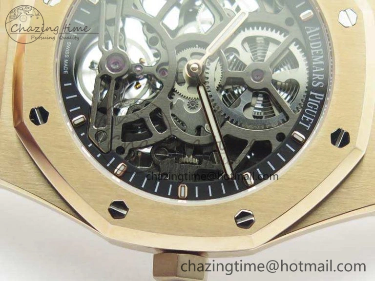Royal Oak 41mm RG CY Best Edition Skeleton Dial On RG Bracelet FLYING TOURBY (Free Leather Strap) TopPick 4988