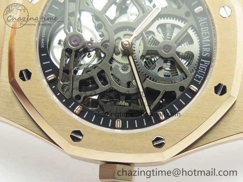Royal Oak 41mm RG CY Best Edition Skeleton Dial On RG Bracelet FLYING TOURBY (Free Leather Strap) TopPick 4988
