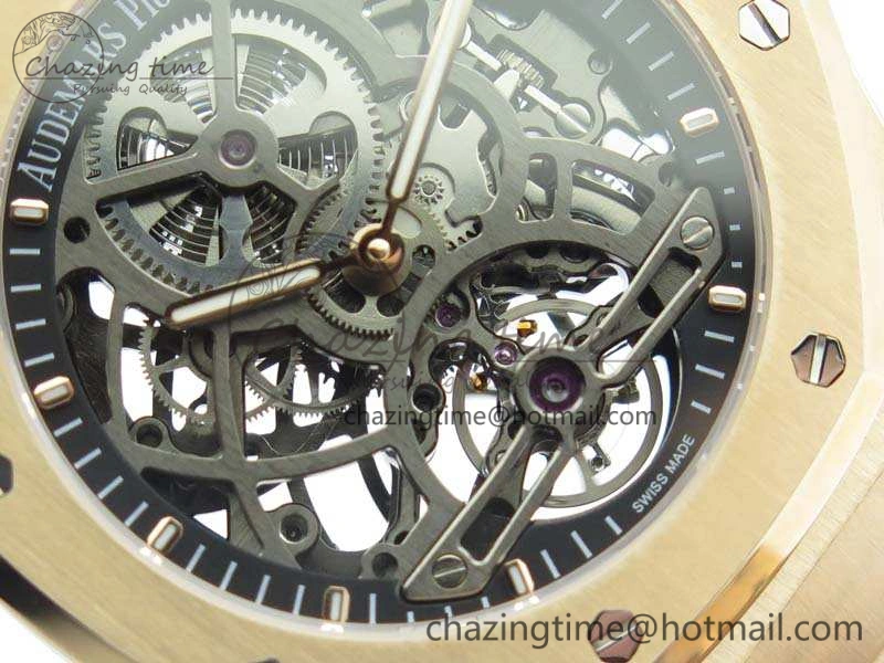 Royal Oak 41mm RG CY Best Edition Skeleton Dial On RG Bracelet FLYING TOURBY (Free Leather Strap) TopPick 4988