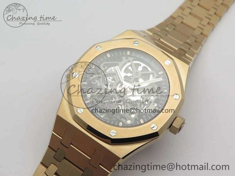 Royal Oak 41mm RG CY Best Edition Skeleton Dial On RG Bracelet FLYING TOURBY (Free Leather Strap) TopPick 4988