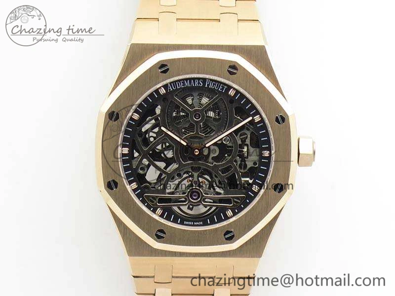 Royal Oak 41mm RG CY Best Edition Skeleton Dial On RG Bracelet FLYING TOURBY (Free Leather Strap) TopPick 4988