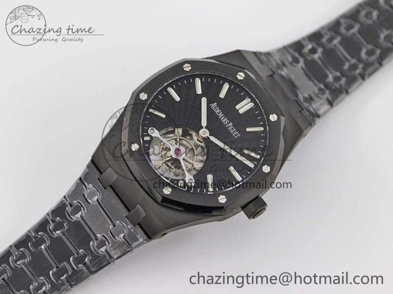 Royal Oak 41mm Tourbillon DLC R8 Best Edition Black Dial on DLC Bracelet V QuickDry 4809