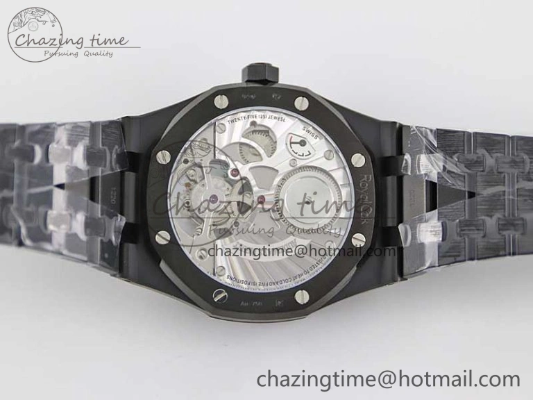 Royal Oak 41mm Tourbillon DLC R8 Best Edition Black Dial on DLC Bracelet V QuickDry 4809
