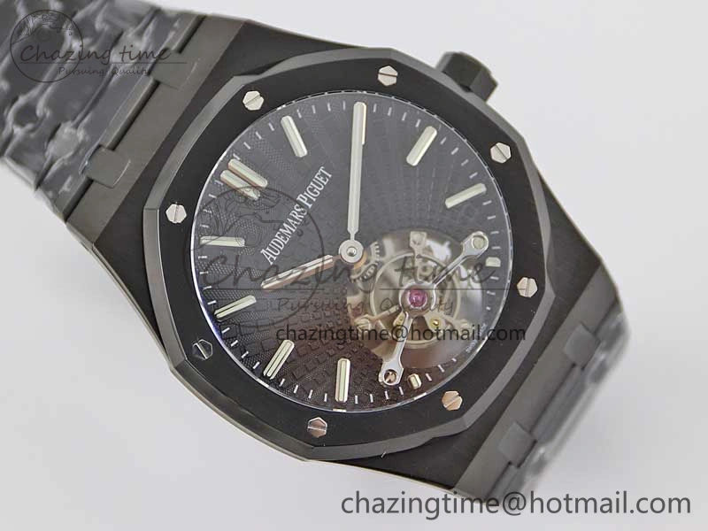 Royal Oak 41mm Tourbillon DLC R8 Best Edition Black Dial on DLC Bracelet V QuickDry 4809