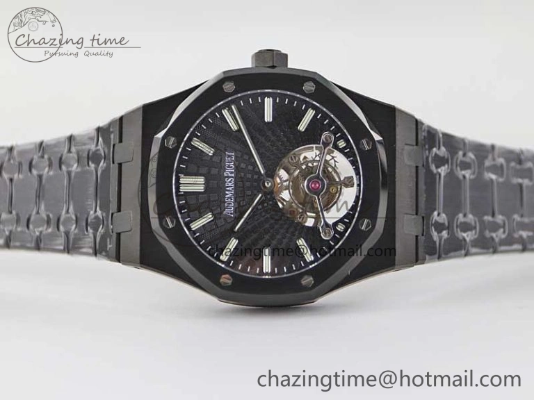 Royal Oak 41mm Tourbillon DLC R8 Best Edition Black Dial on DLC Bracelet V QuickDry 4809
