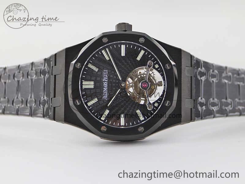 Royal Oak 41mm Tourbillon DLC R8 Best Edition Black Dial on DLC Bracelet V QuickDry 4809