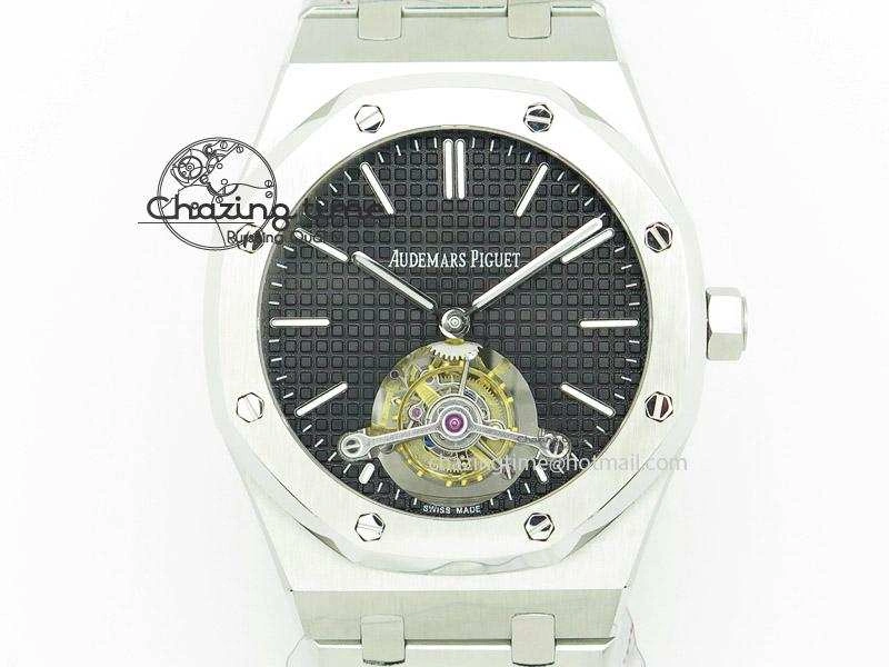 TopPick Royal Oak 41mm Tourbillon SS Black Dial on SS Bracelet 5148