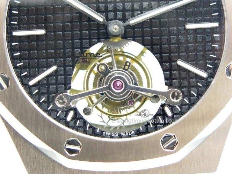 TopPick Royal Oak 41mm Tourbillon SS Black Dial on SS Bracelet 5148