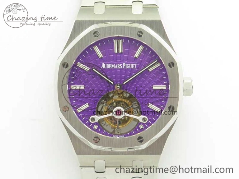 Royal Oak 41mm Tourbillon SS R8 Best Edition Purple Dial on SS Bracelet Casual 4940