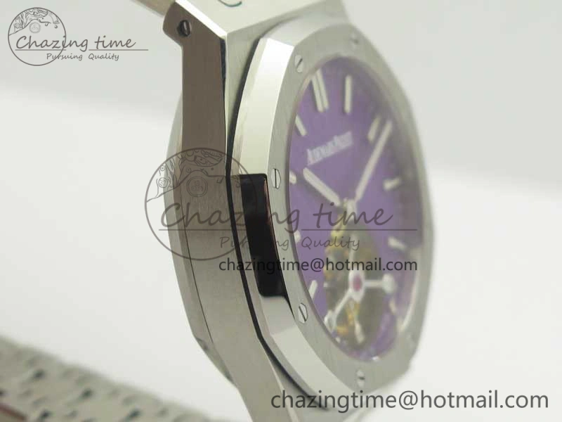 Royal Oak 41mm Tourbillon SS R8 Best Edition Purple Dial on SS Bracelet Casual 4940