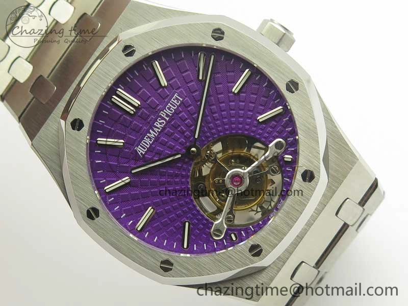 Royal Oak 41mm Tourbillon SS R8 Best Edition Purple Dial on SS Bracelet Casual 4940