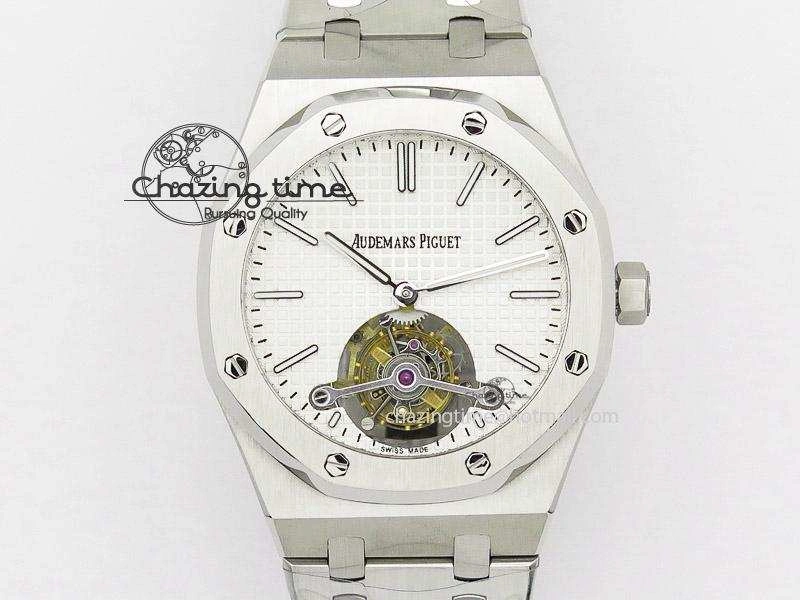 NewStyle Royal Oak 41mm Tourbillon SS White Dial on SS Bracelet 5217
