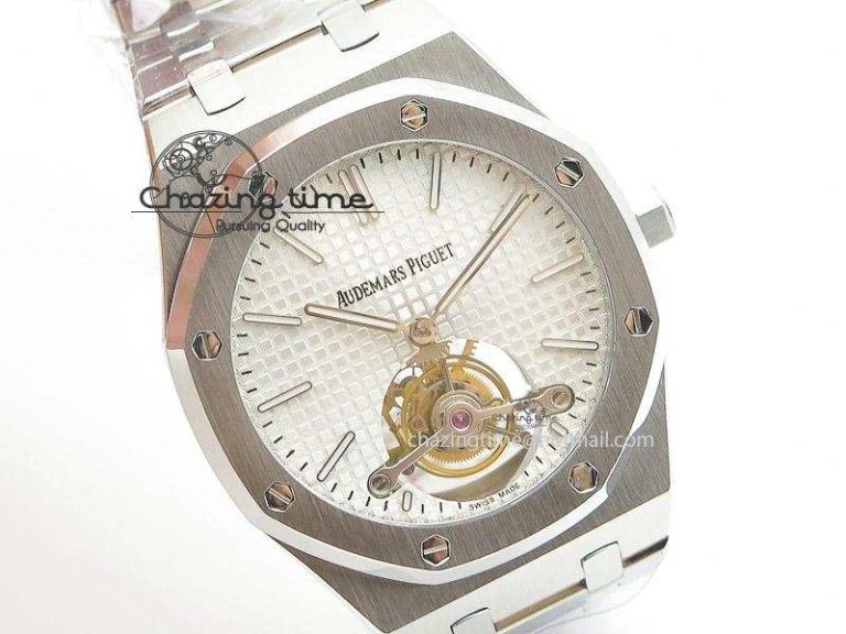 NewStyle Royal Oak 41mm Tourbillon SS White Dial on SS Bracelet 5217