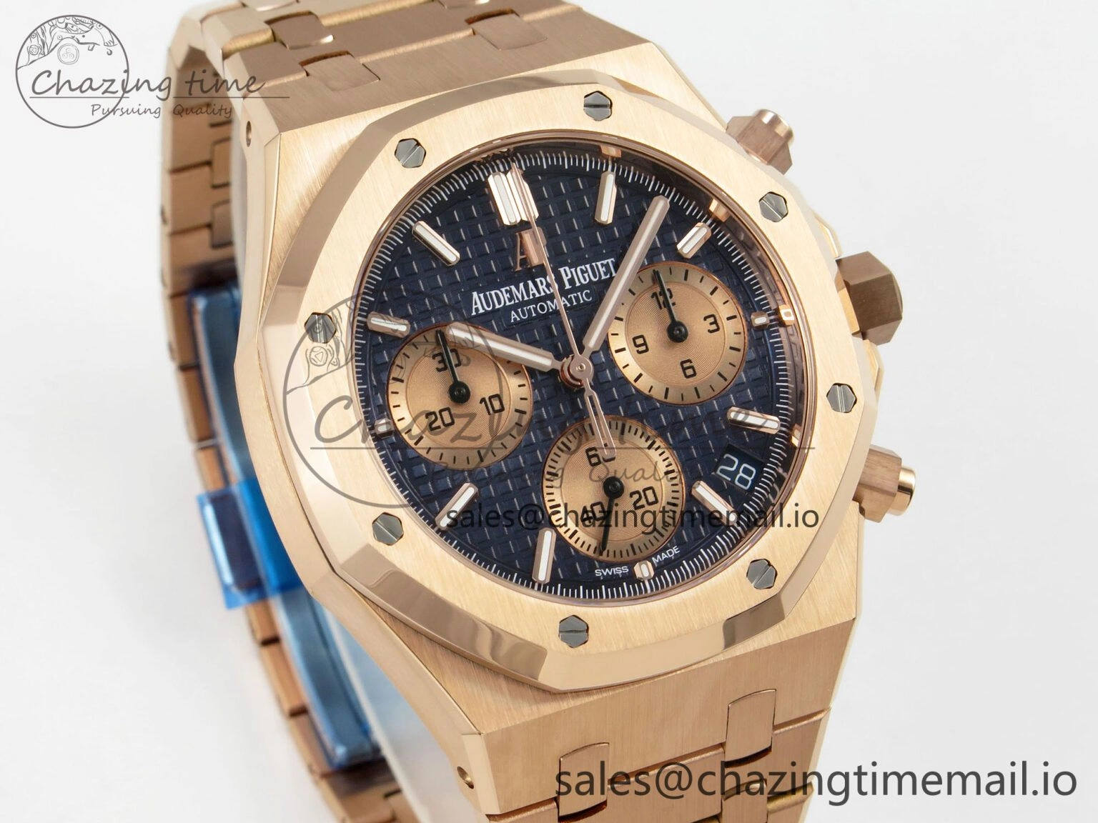 NewStyle Royal Oak Chrono 26240 APSF 1:1 Best Edition Blue RG Dial on RG Bracelet SA4401 Super Clone 4235