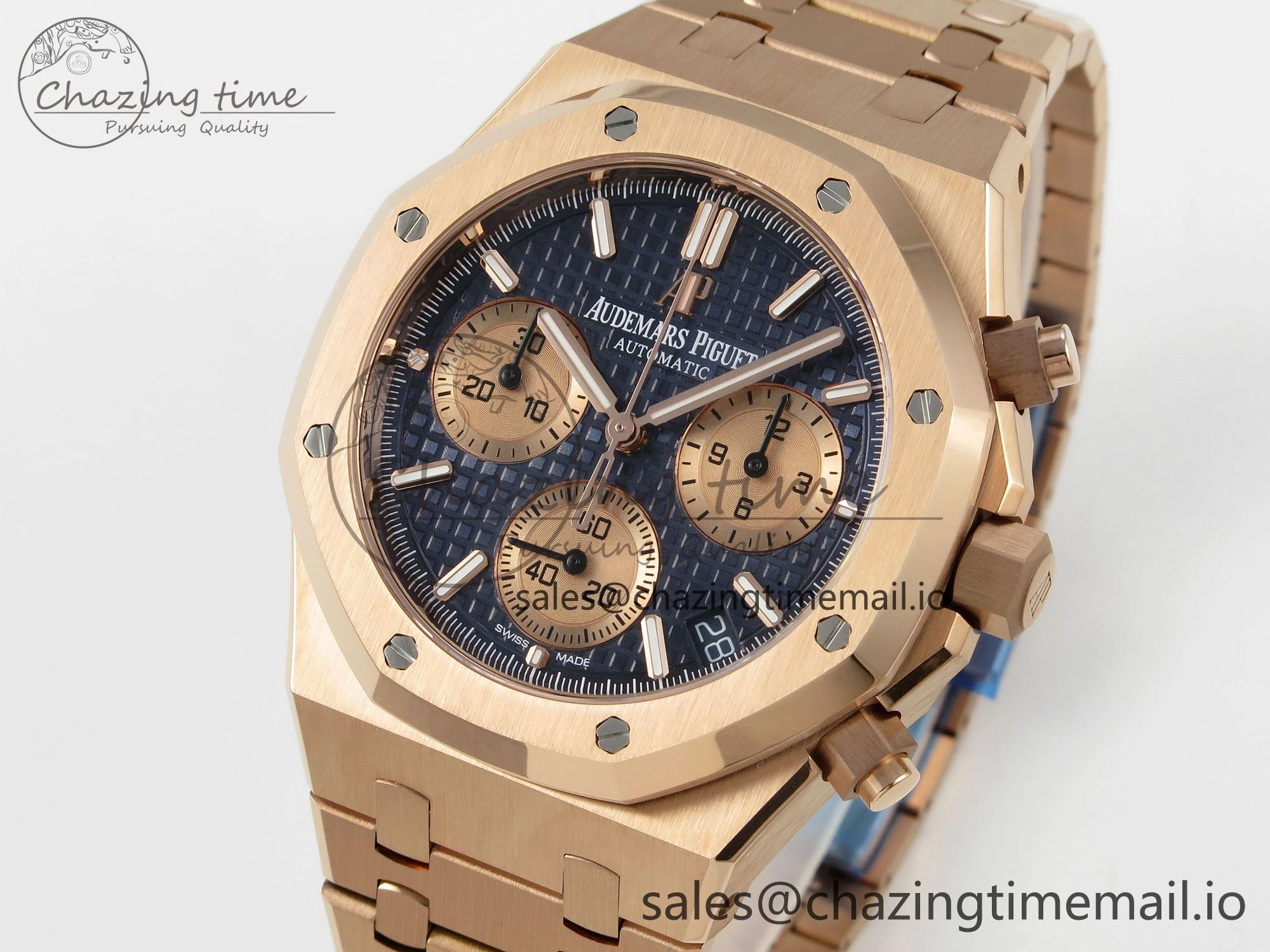 NewStyle Royal Oak Chrono 26240 APSF 1:1 Best Edition Blue RG Dial on RG Bracelet SA4401 Super Clone 4235