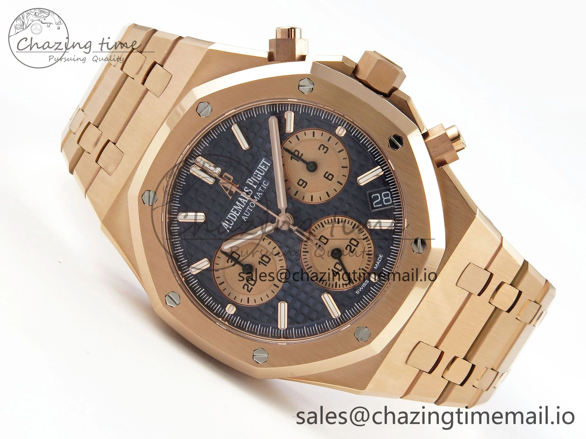 NewStyle Royal Oak Chrono 26240 APSF 1:1 Best Edition Blue RG Dial on RG Bracelet SA4401 Super Clone 4235