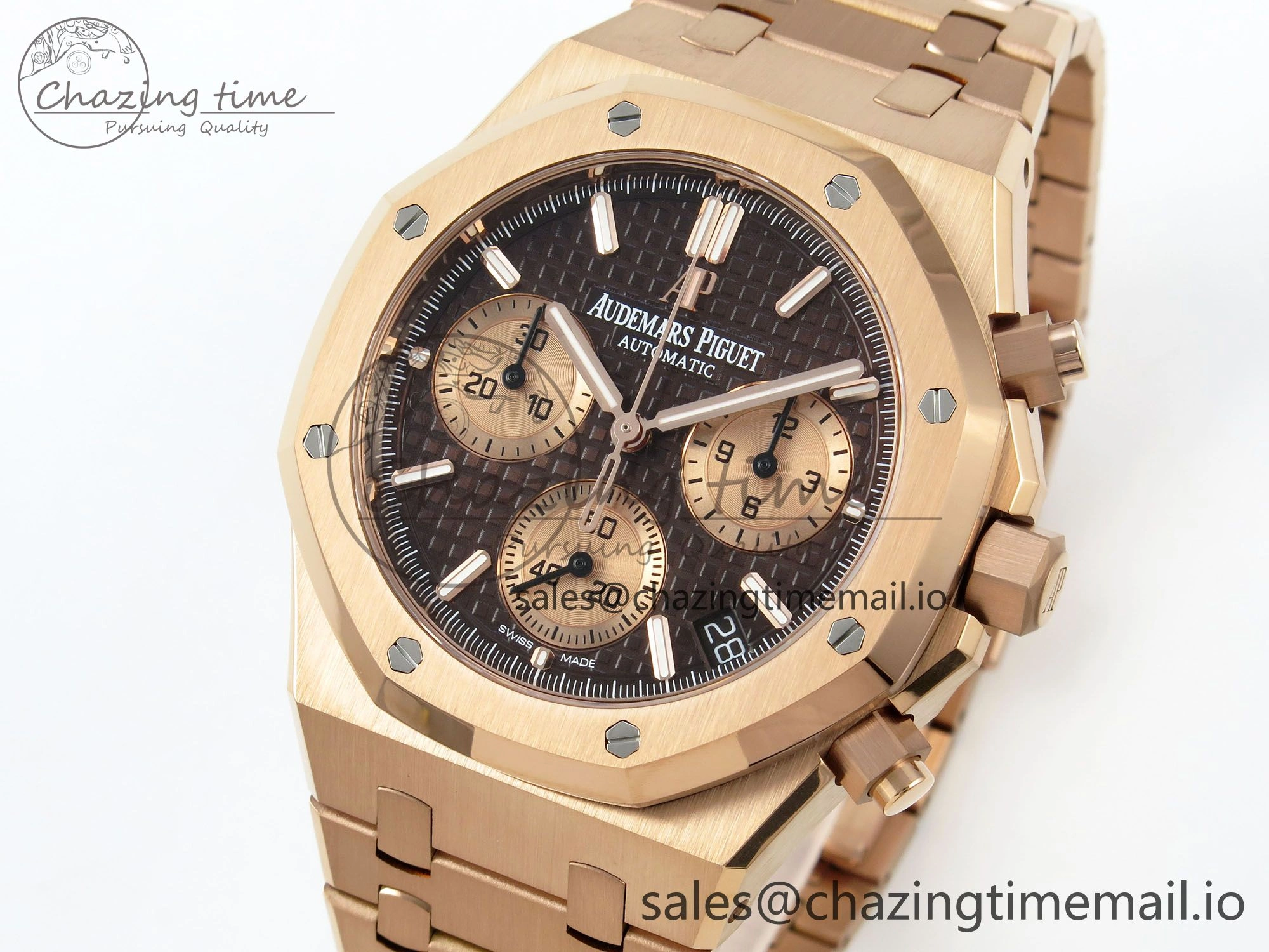 Affordable Royal Oak Chrono 26240 APSF 1:1 Best Edition Brown RG Dial on RG Bracelet SA4401 Super Clone 4233