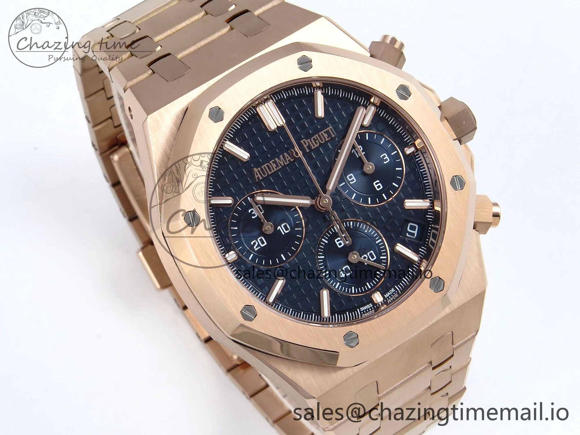 Royal Oak Chrono 26240 RG APSF 1:1 Best Edition Blue Dial on RG Bracelet SA4401 Super Clone EyeCatching 4278
