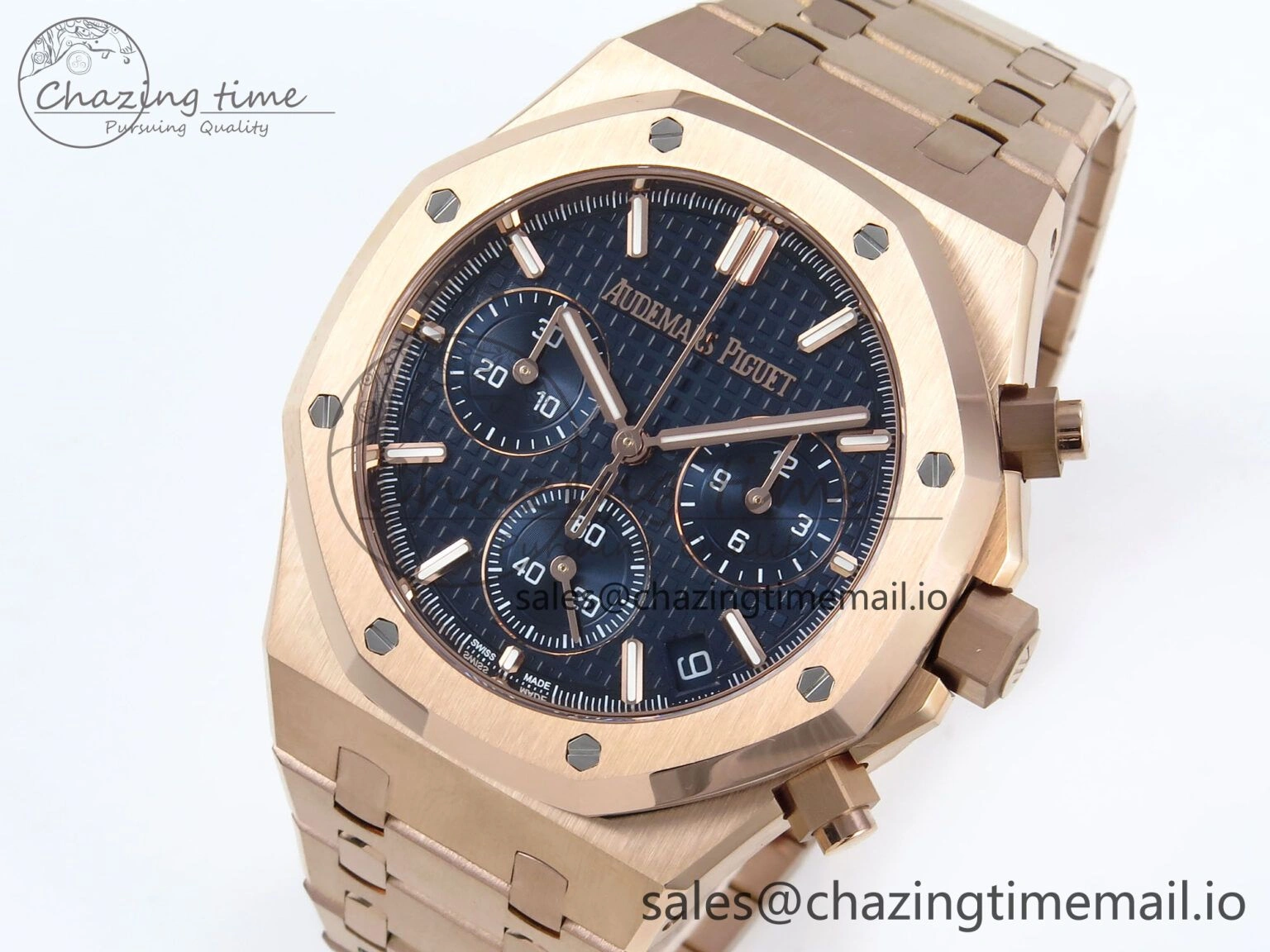 Royal Oak Chrono 26240 RG APSF 1:1 Best Edition Blue Dial on RG Bracelet SA4401 Super Clone EyeCatching 4278