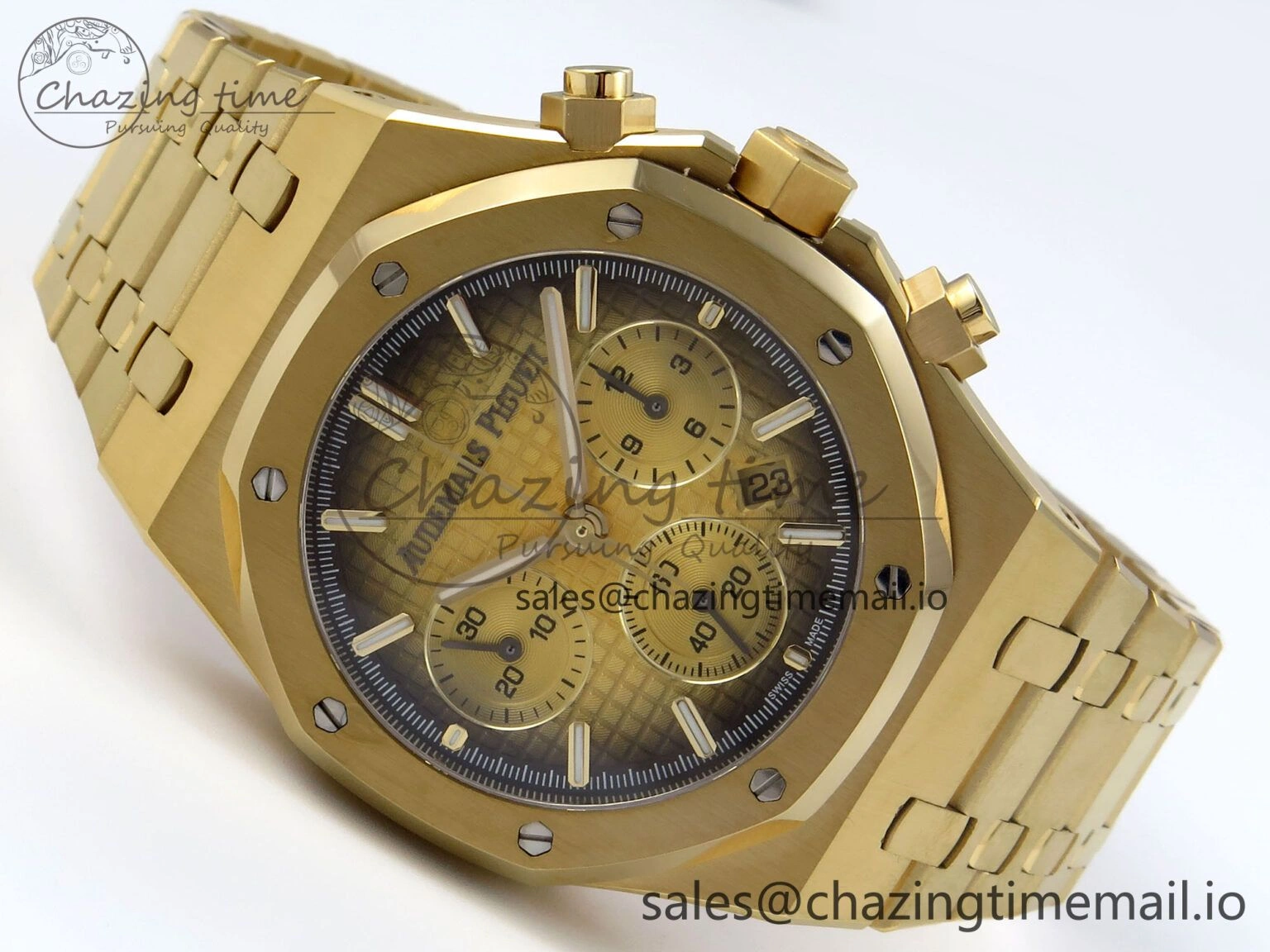HighQuality Royal Oak Chrono 26240BA YG BF Best Edition YG Dial on YG Bracelet A 4323