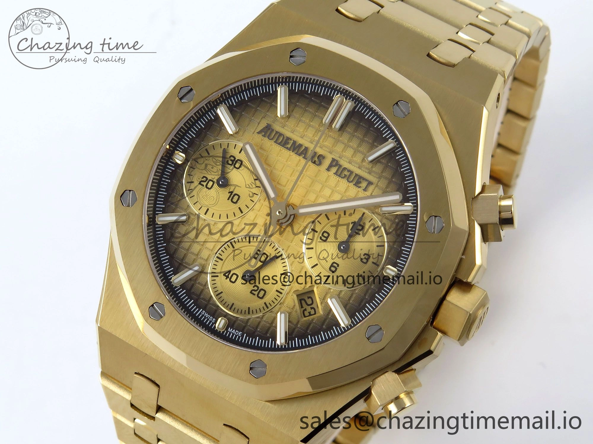 HighQuality Royal Oak Chrono 26240BA YG BF Best Edition YG Dial on YG Bracelet A 4323