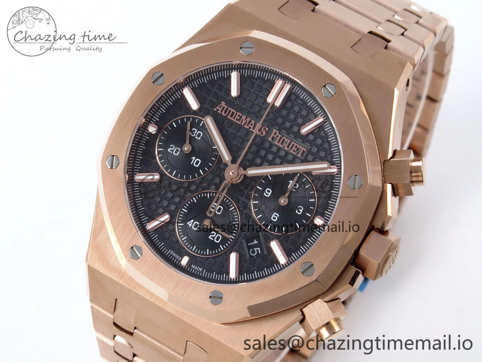 Royal Oak Chrono 26240OR RG BF Best Edition Black Dial on RG Bracelet SH Popular 4328