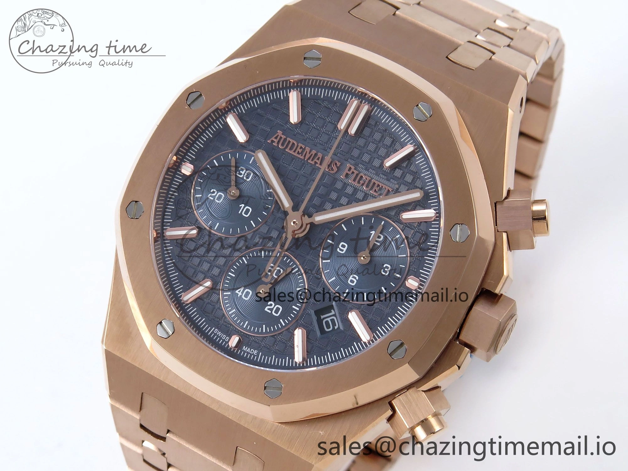 Royal Oak Chrono 26240OR RG BF Best Edition Blue Dial on RG Bracelet A Efficient 4324