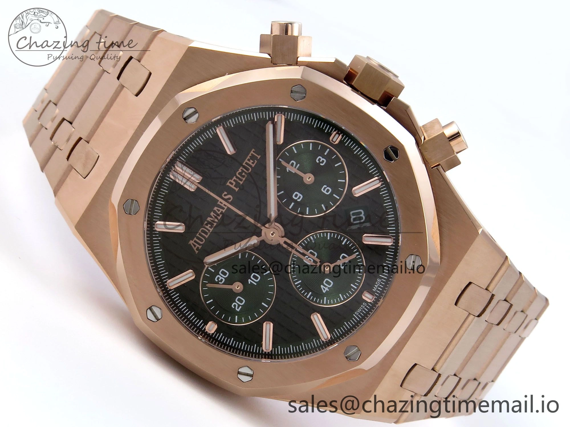 Sleek Royal Oak Chrono 26240OR RG BF Best Edition Green Dial on RG Bracelet A 4326