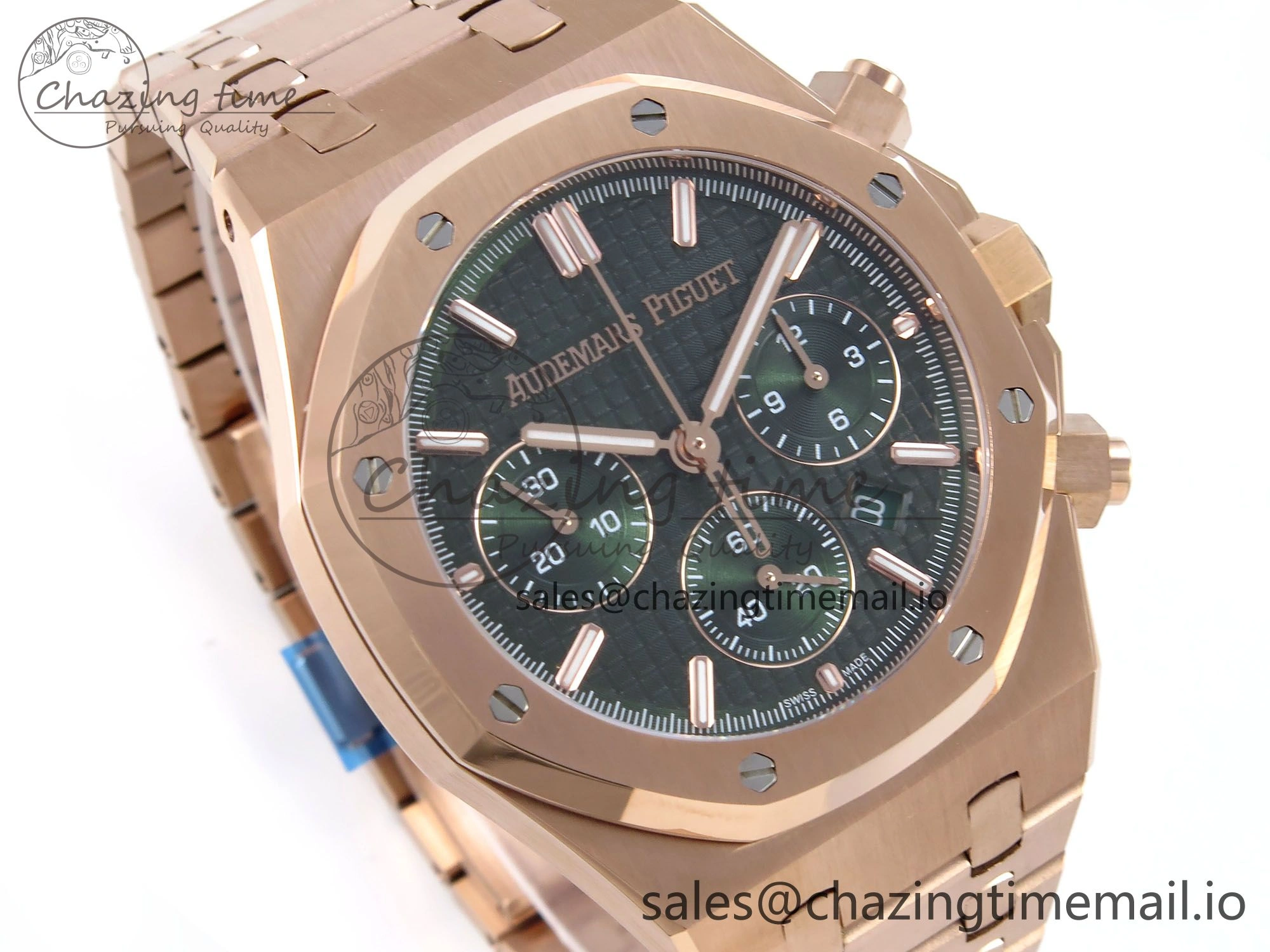 Sleek Royal Oak Chrono 26240OR RG BF Best Edition Green Dial on RG Bracelet A 4326