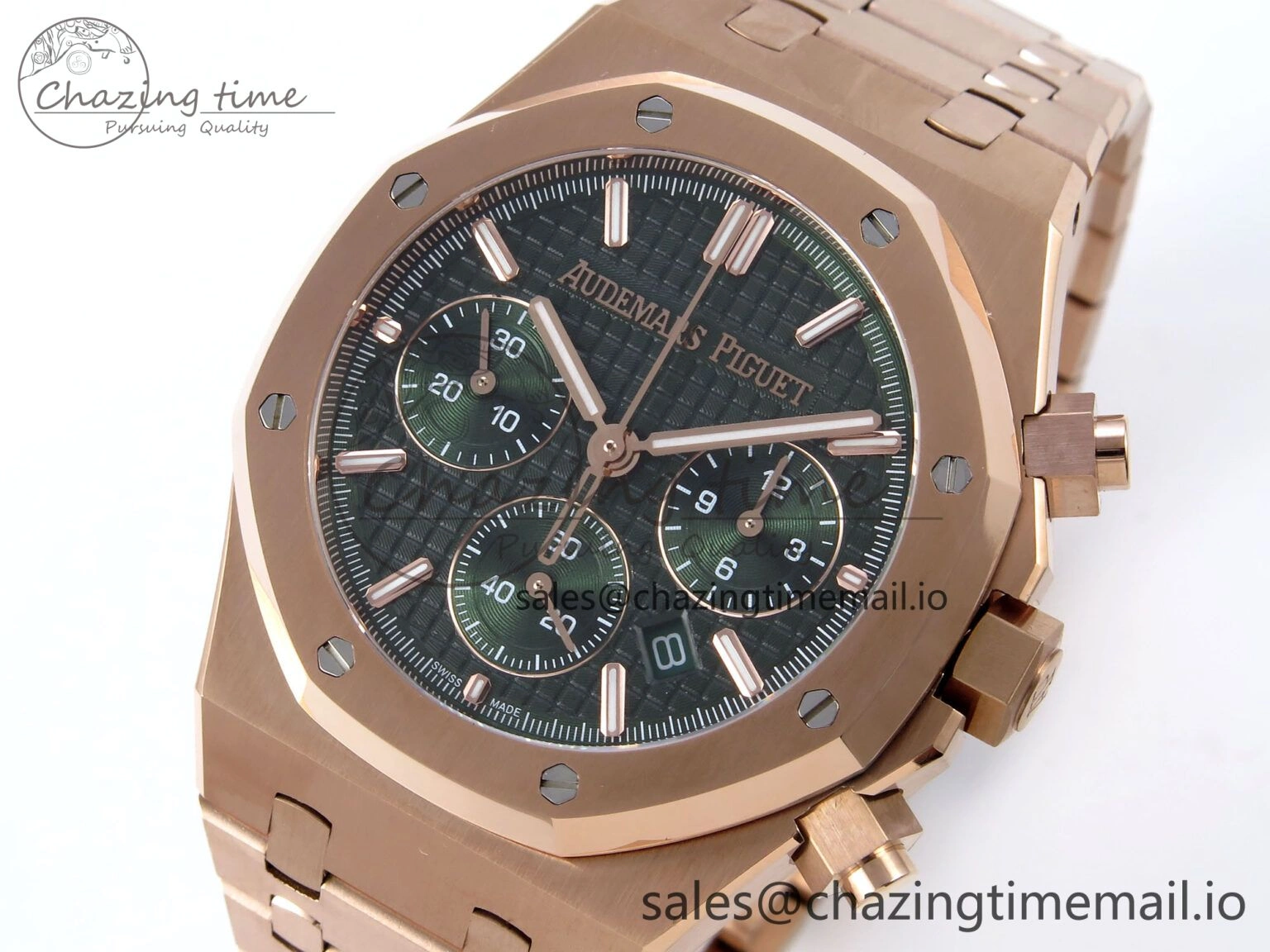Sleek Royal Oak Chrono 26240OR RG BF Best Edition Green Dial on RG Bracelet A 4326