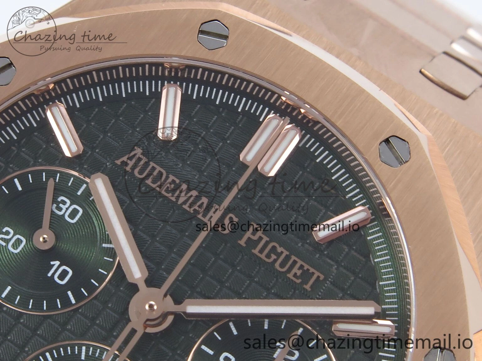 Sleek Royal Oak Chrono 26240OR RG BF Best Edition Green Dial on RG Bracelet A 4326