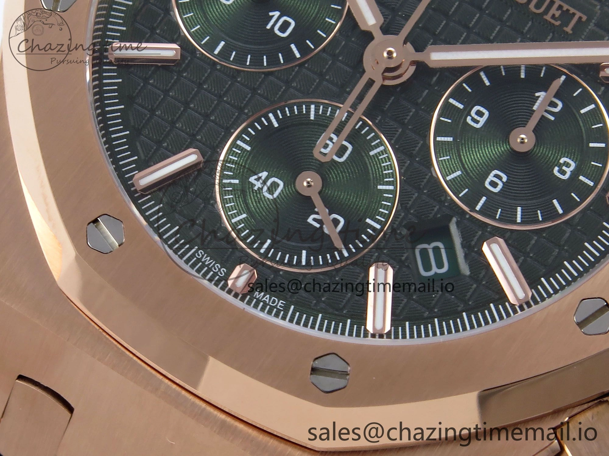 Sleek Royal Oak Chrono 26240OR RG BF Best Edition Green Dial on RG Bracelet A 4326