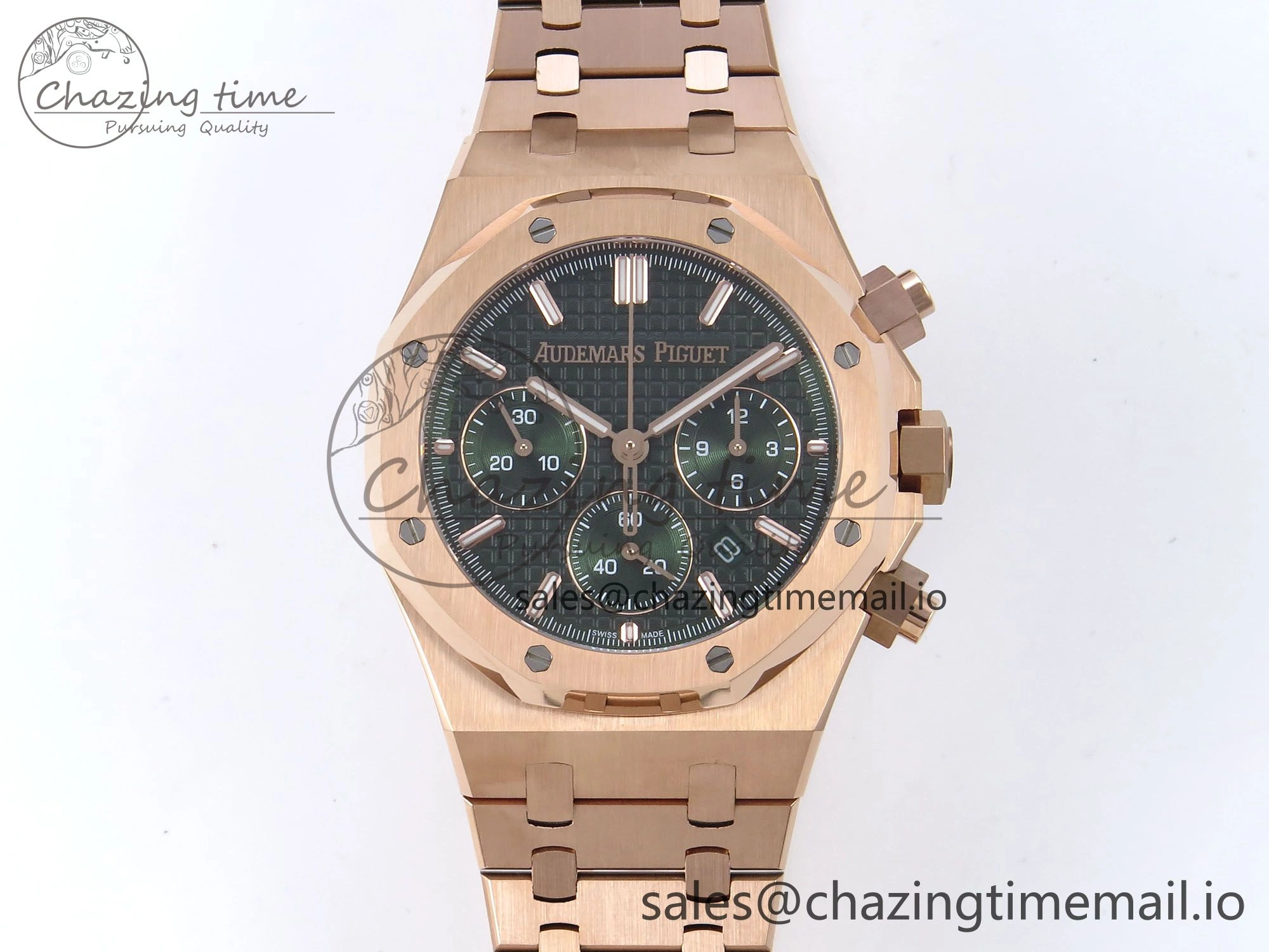 Sleek Royal Oak Chrono 26240OR RG BF Best Edition Green Dial on RG Bracelet A 4326