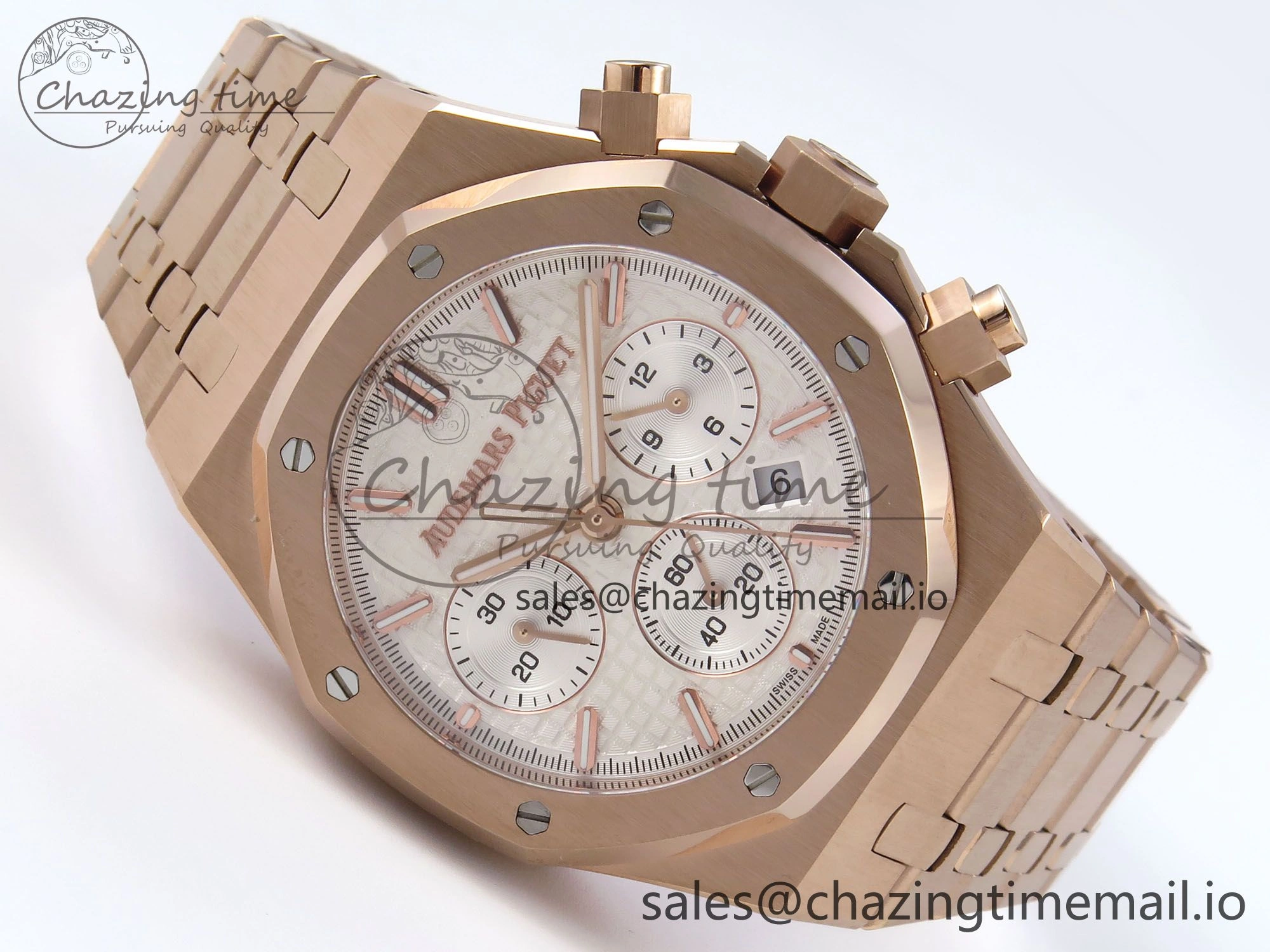 Affordable Royal Oak Chrono 26240OR RG BF Best Edition White Dial on RG Bracelet SH 4327