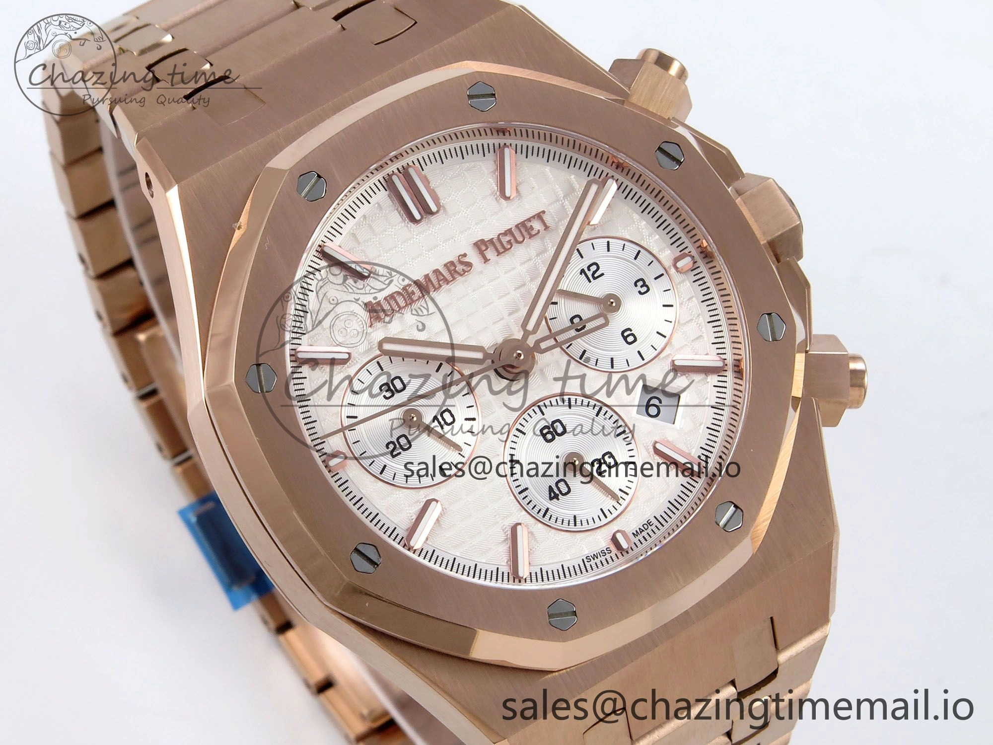 Affordable Royal Oak Chrono 26240OR RG BF Best Edition White Dial on RG Bracelet SH 4327