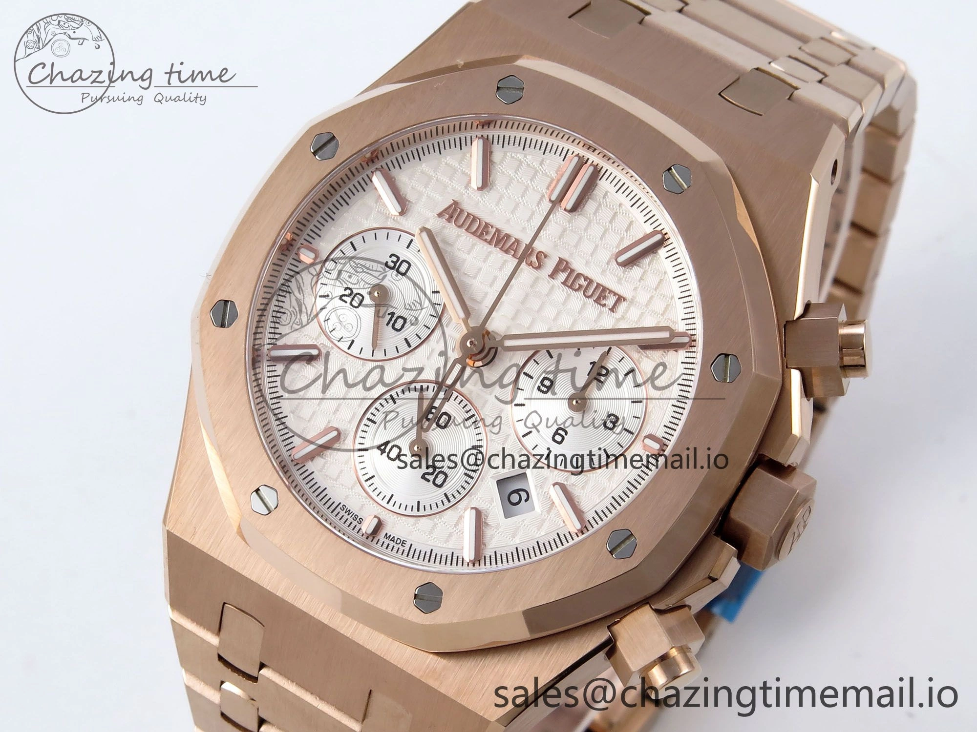 Affordable Royal Oak Chrono 26240OR RG BF Best Edition White Dial on RG Bracelet SH 4327